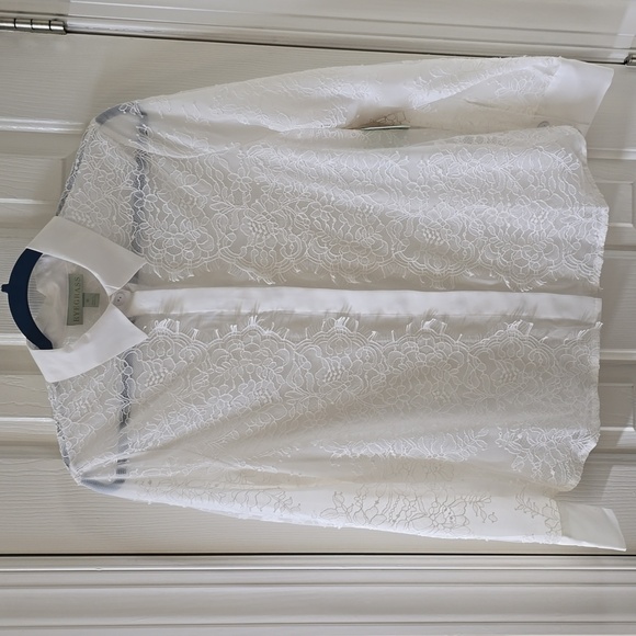 RYEGRASS BRAND WOMEN'S SHEER WHITE FRONT BUTTON BLOUSE TOP SIZE MEDIUM - Picture 2 of 16
